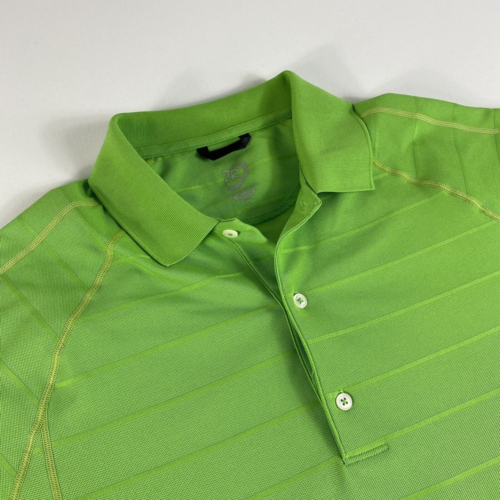 Zero Restriction Polo Shirt Mens Large Green Striped Tour Series Performance